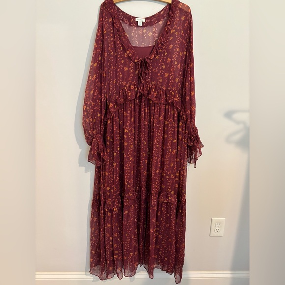 Sundance Lettie Maroon ruffled maxi dress XXL - Picture 2 of 10